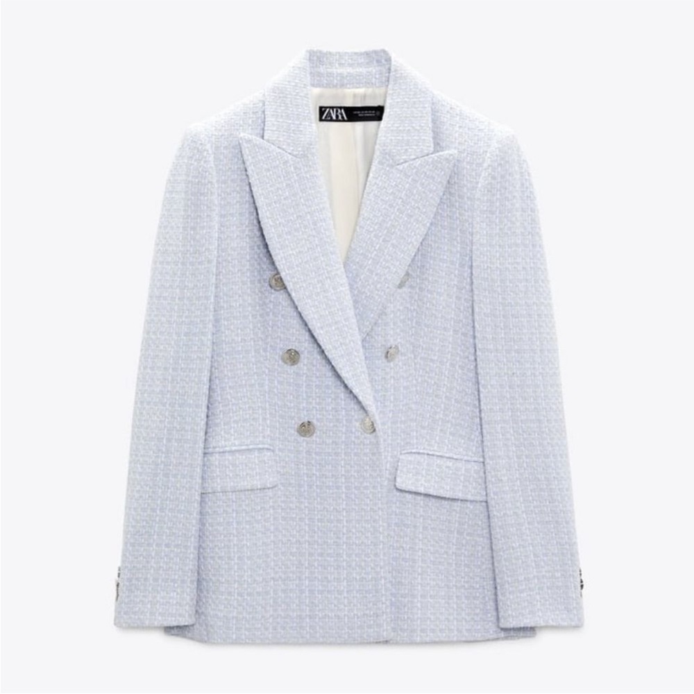 Zara Textured Double Breasted Blazer - Blogger Favorite